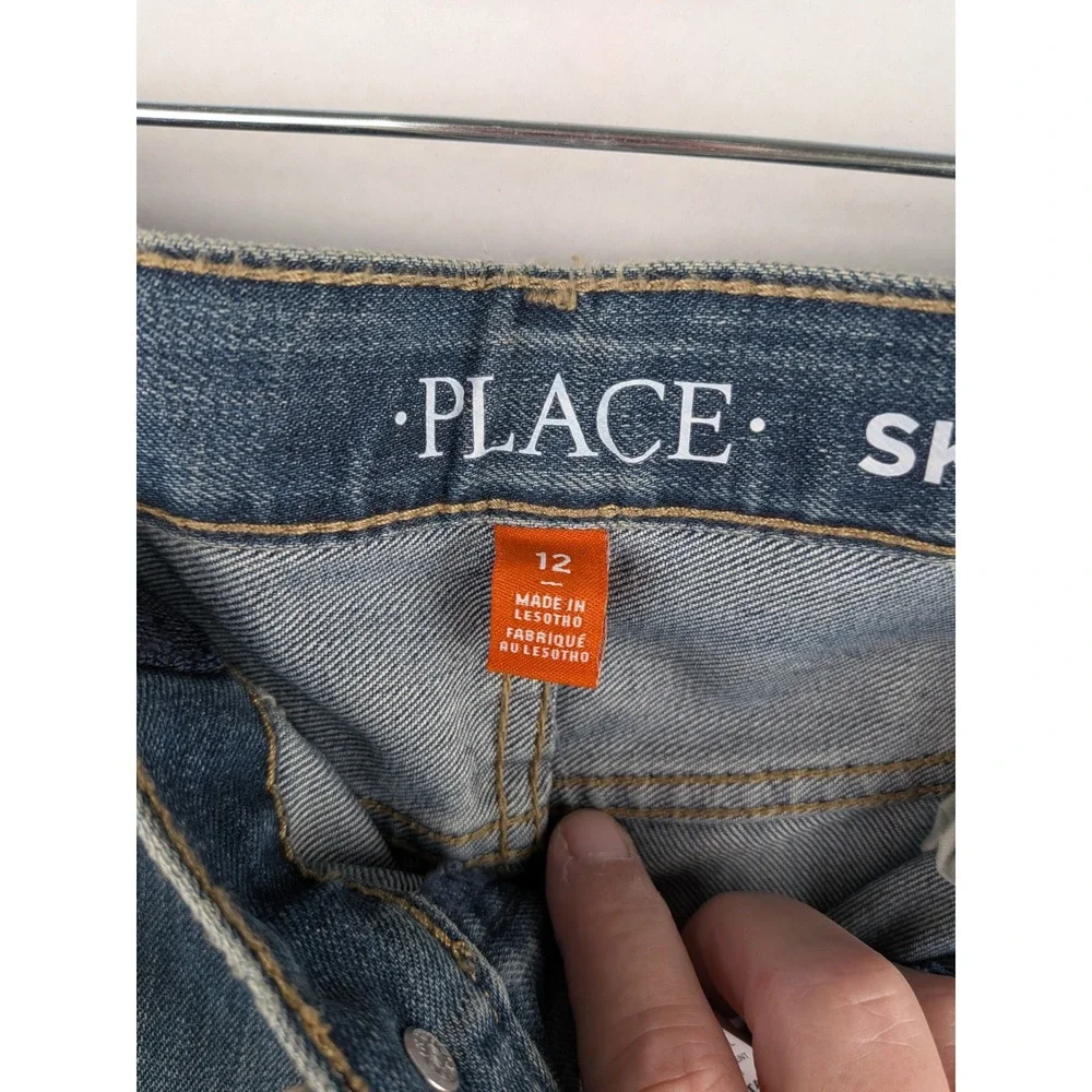 The Childrens Place Kids Skinny Jeans Medium Wash Denim Adjustable Waist Size 12